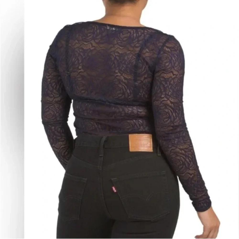 Free People-Elegant Navy Lace Women’s -In my head Bodysuit​- XS - Runs Big!!